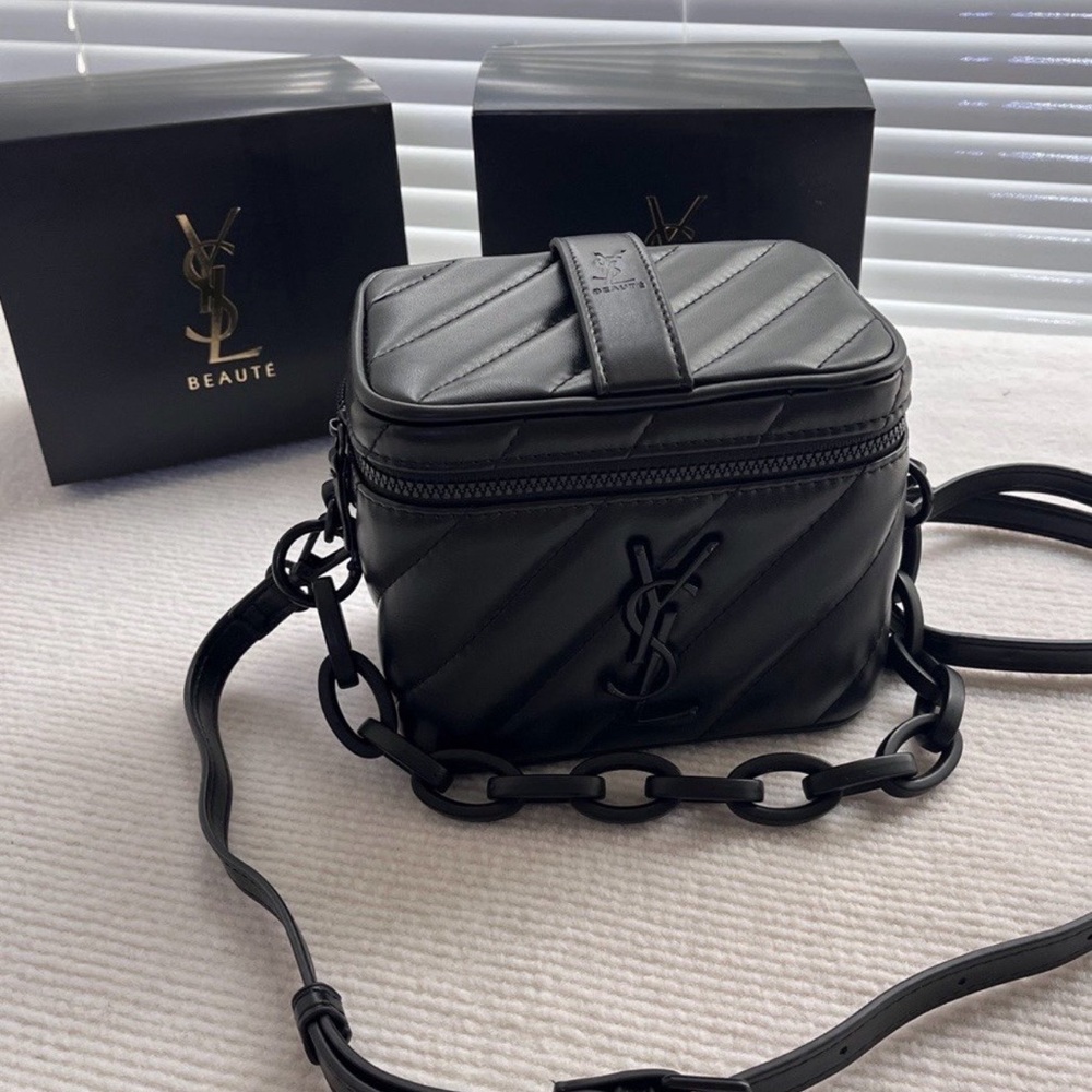 YSL BEAUTE Black Top Handle Vanity Case with Chain (GWP)